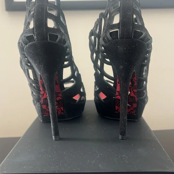 CESARE PACIOTTI Black Suede Platform Sandals - Picture 5 of 7